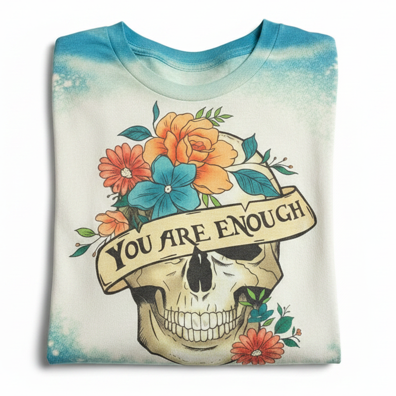 You are Enough Floral Skull