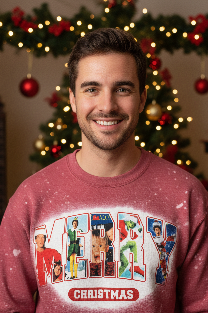 Retro Merry Christmas Crew Neck