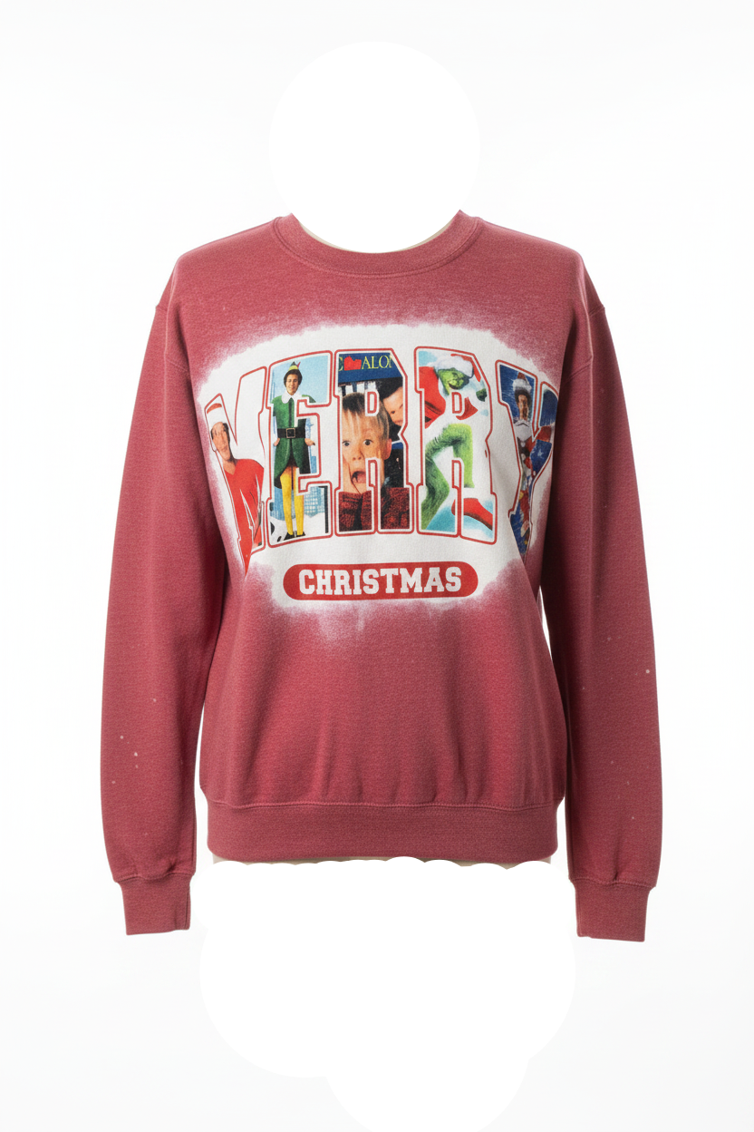 Retro Merry Christmas Crew Neck