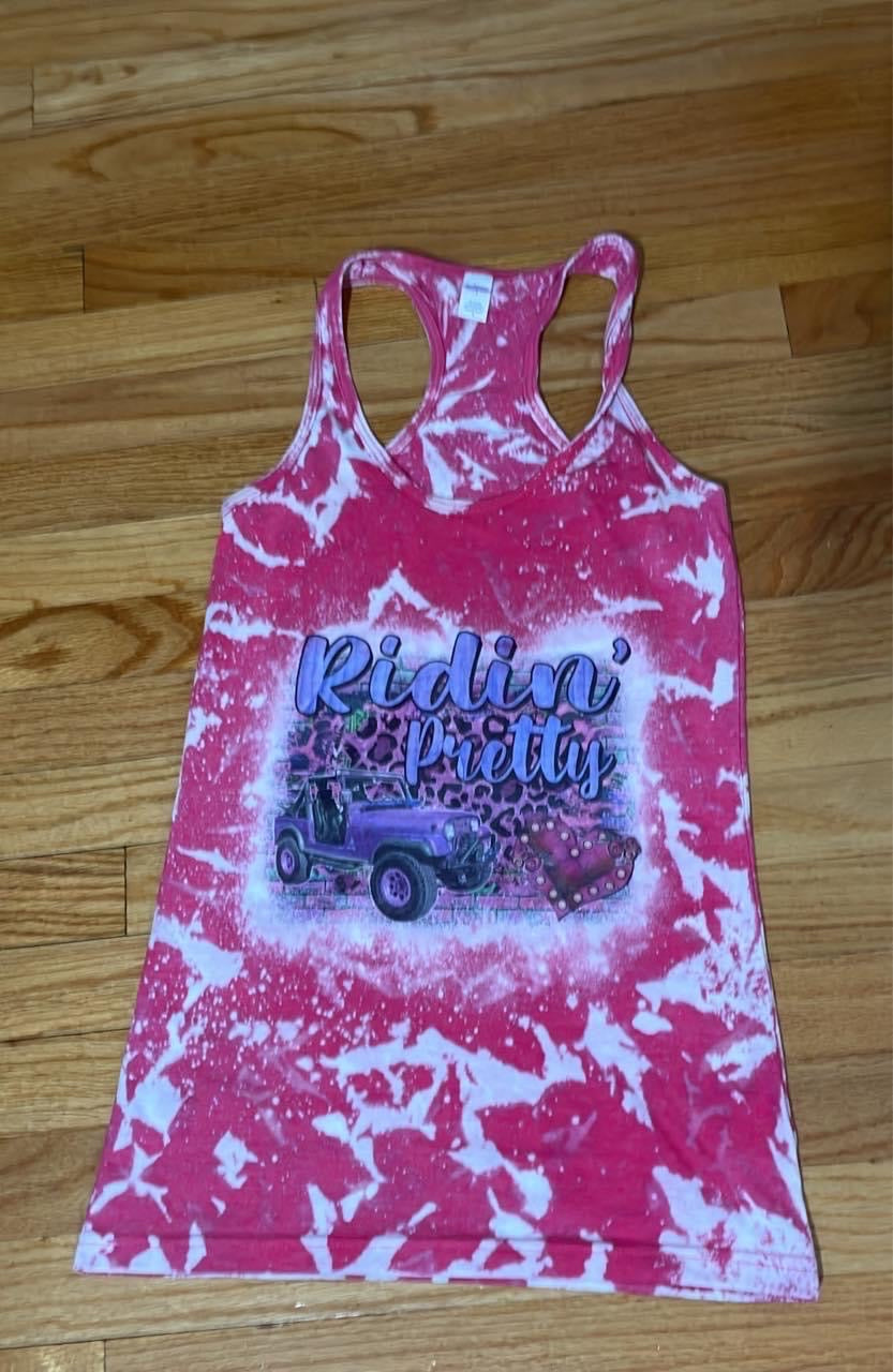 Ridin’ Pretty Jeep Bleached Tank